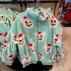 DisneyParks 2024 Christmas Mickey Mouse Snowman Fleece Sherpa Jacket Large  NWT